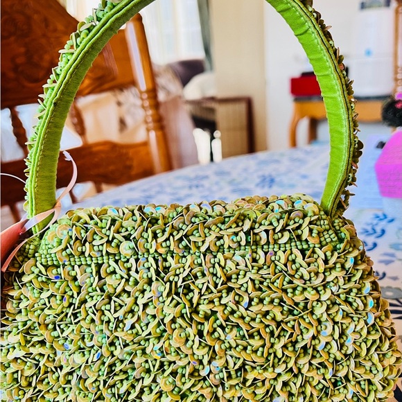 Green Beaded Women's Bag - Picture 2 of 8